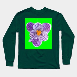 Stripy Purple Crocus (neon version) Long Sleeve T-Shirt